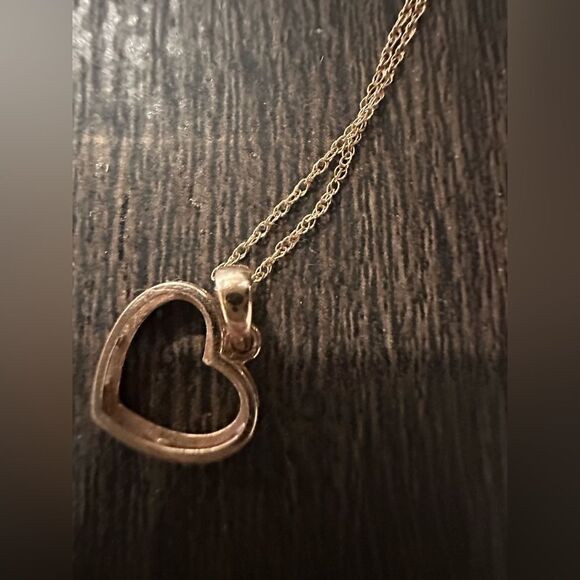 10K Rose Gold Heart Diamond Necklace - Picture 9 of 13